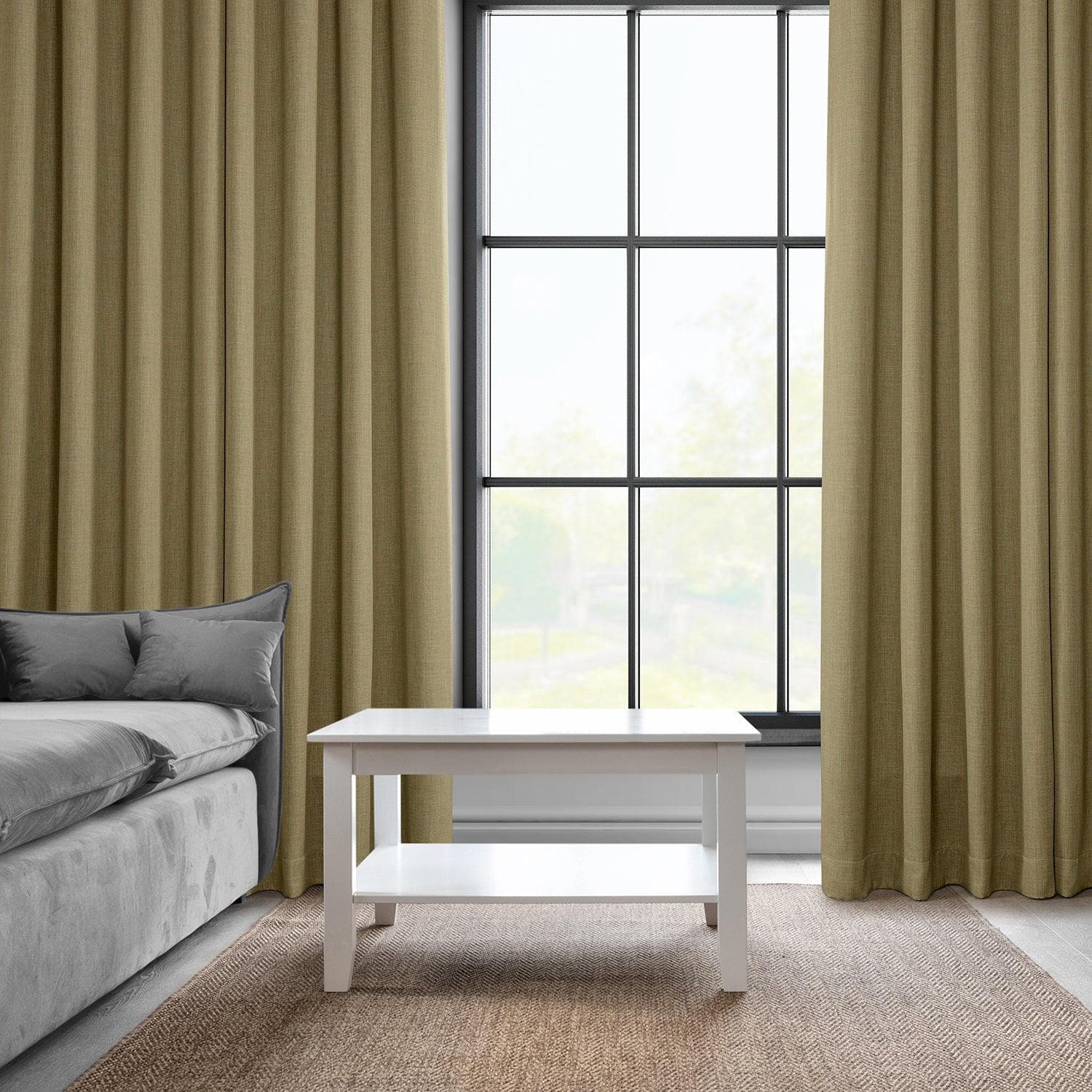 Nomad Tan Grommet Textured Faux Linen Blackout Curtains for Bedroom & Living Room - Noise Reducing & Light Blocking Window Drapes for Home Decor