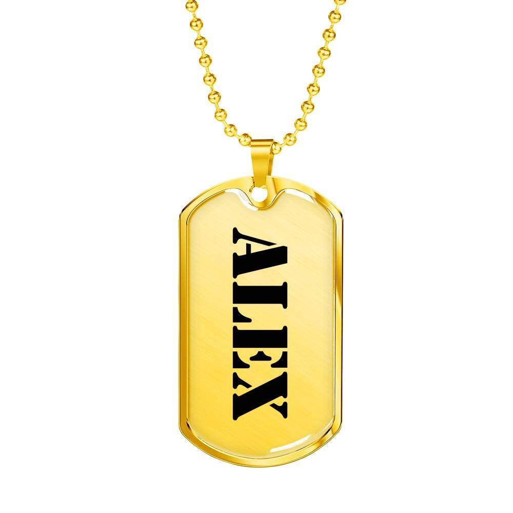 18k Gold Dog Tag Necklace - Personalized Name Gift for Men, Fathers Day & Birthday Jewelry - Perfect for Special Occasions
