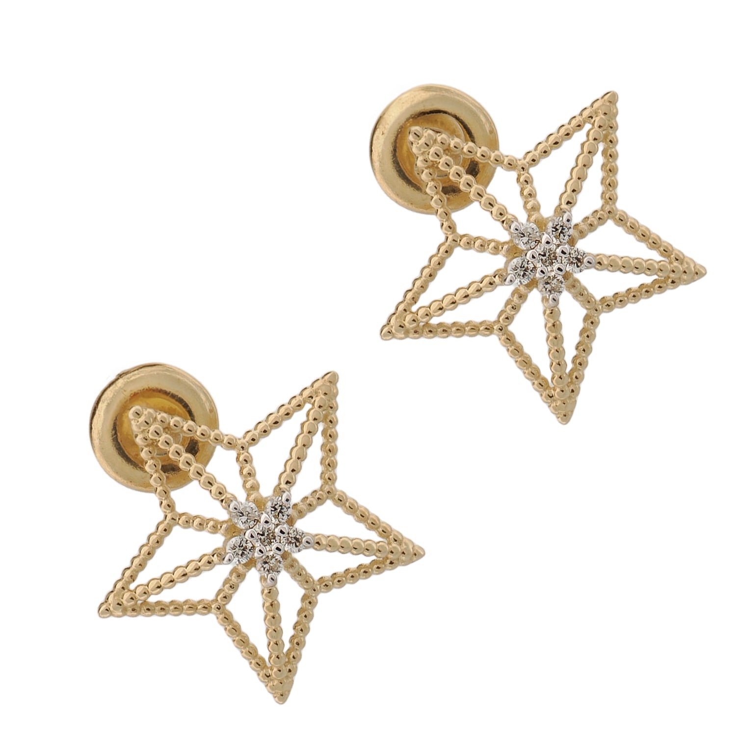 Spiritual Guiding Star Diamond Gold Stud Earrings for Women - Elegant 14K Gold Zodiac Jewelry, Perfect for Gifts, Parties & Everyday Wear