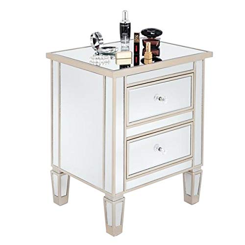 Modern Silver Rose Nightstand with 2 Drawers - Contemporary Mirrored Bedside Table for Bedroom, Living Room & Office - Anchor Recommendation