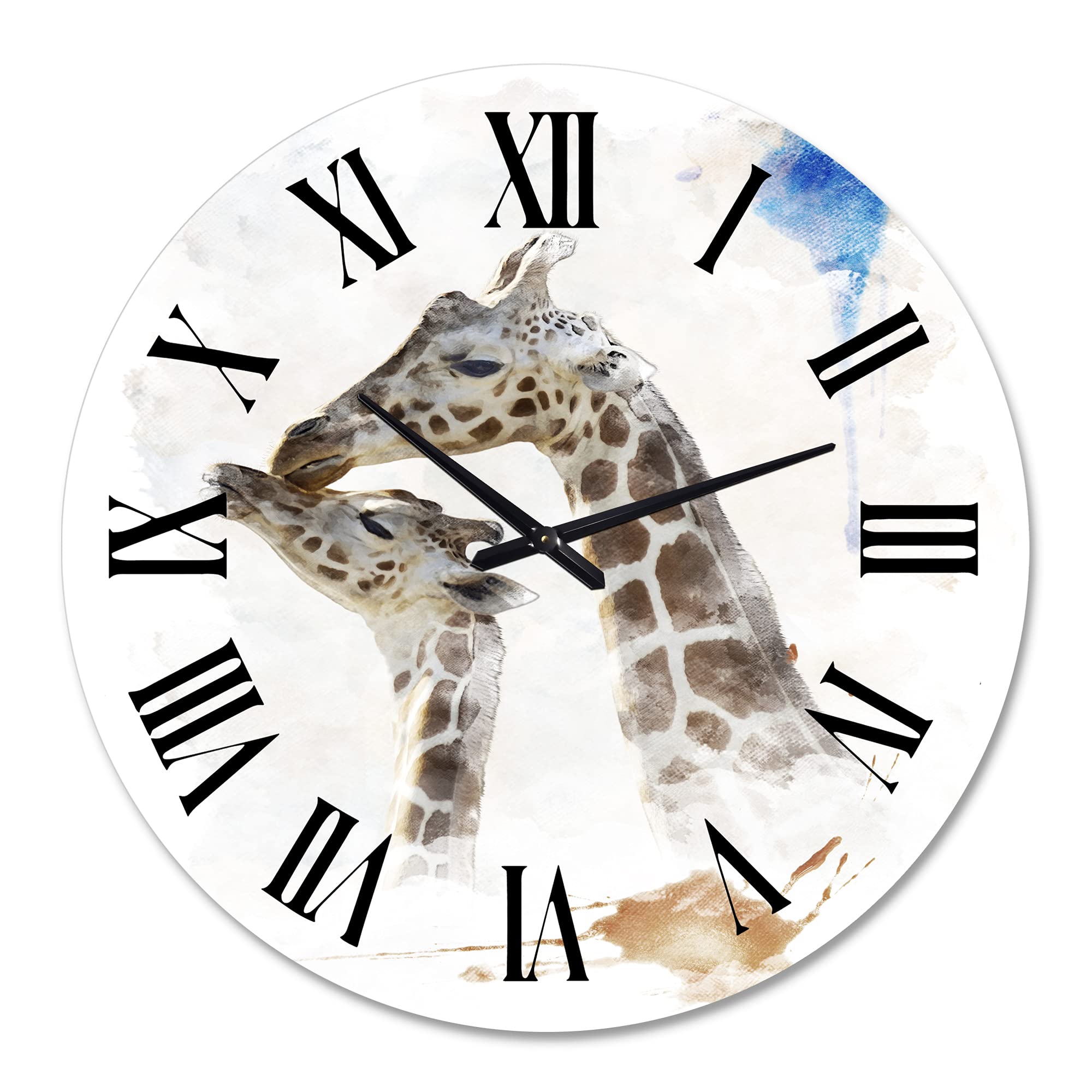 Farmhouse Wall Clock - 'Portrait of A Giraffe and Child' Large Rustic Wall Decor for Living Room, Kitchen, Bedroom | Perfect Home Decor Gift for Animal Lovers