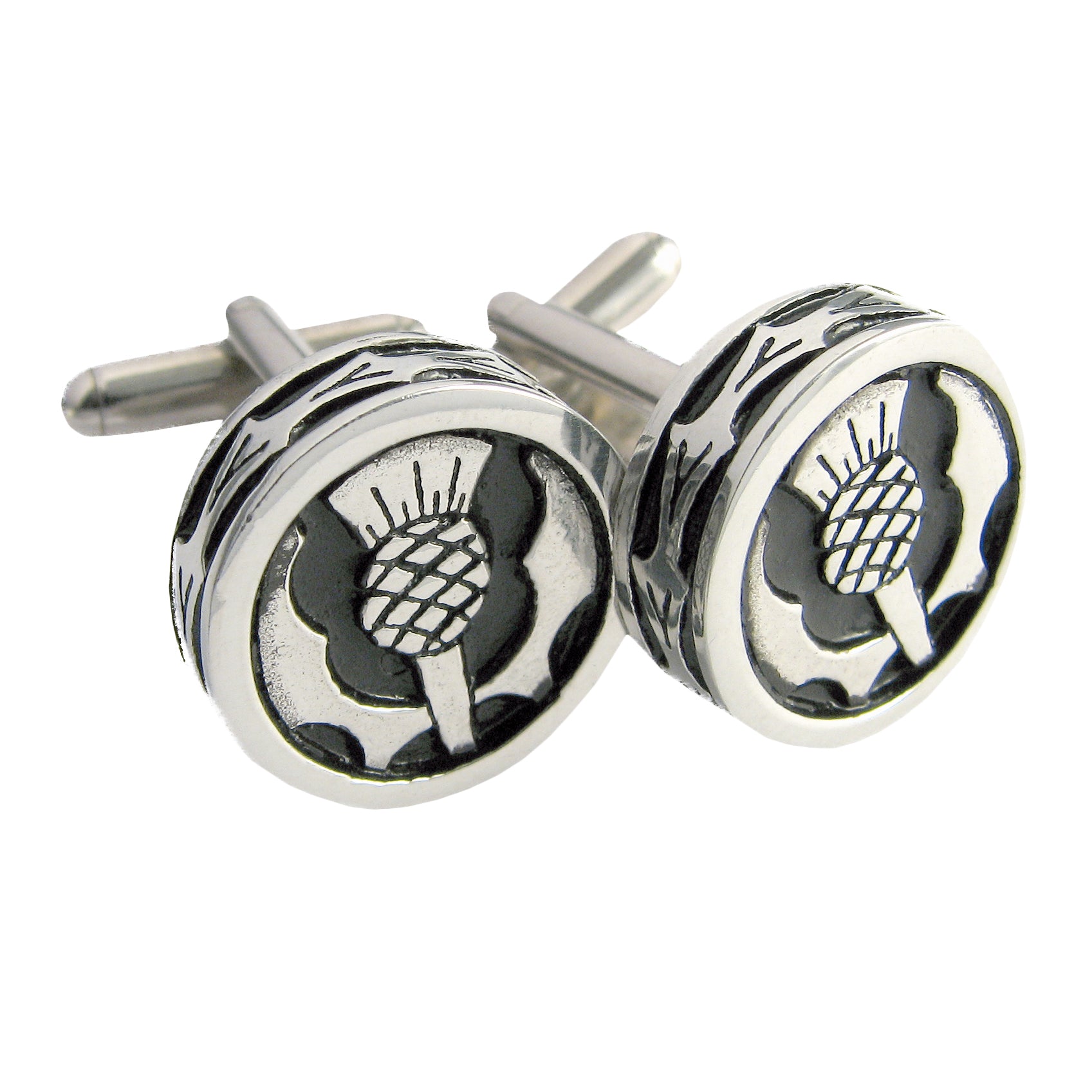 Elegant Round Thistle Cufflinks for Men - Stainless Steel Dress Shirt Accessories - Perfect for Weddings, Business Meetings & Formal Events
