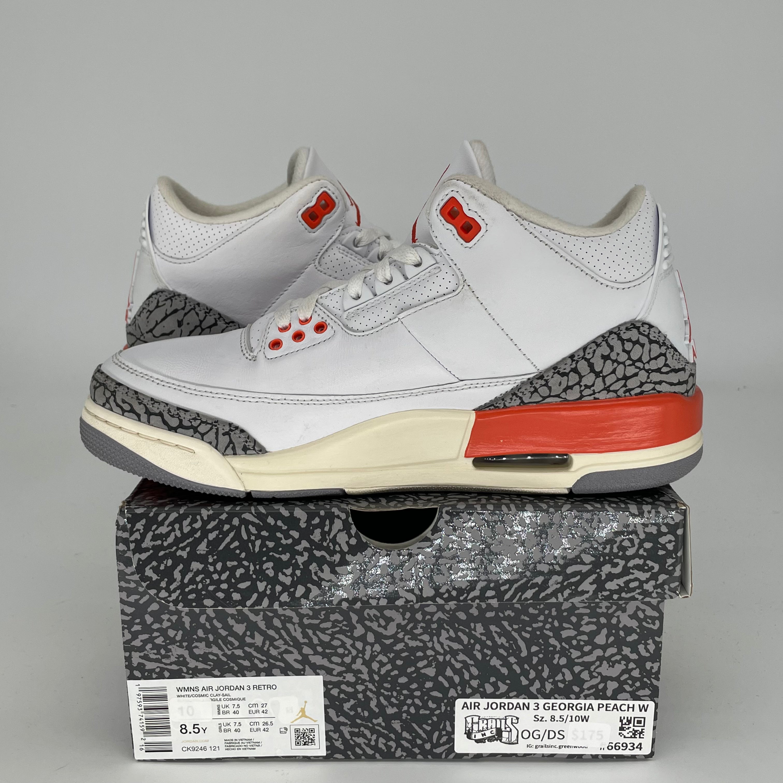 AIR JORDAN 3 Georgia Peach Women's Basketball Shoes Size 8.5/10W - CK9246-121 | Retro Sneakers for Running, Gym & Casual Wear