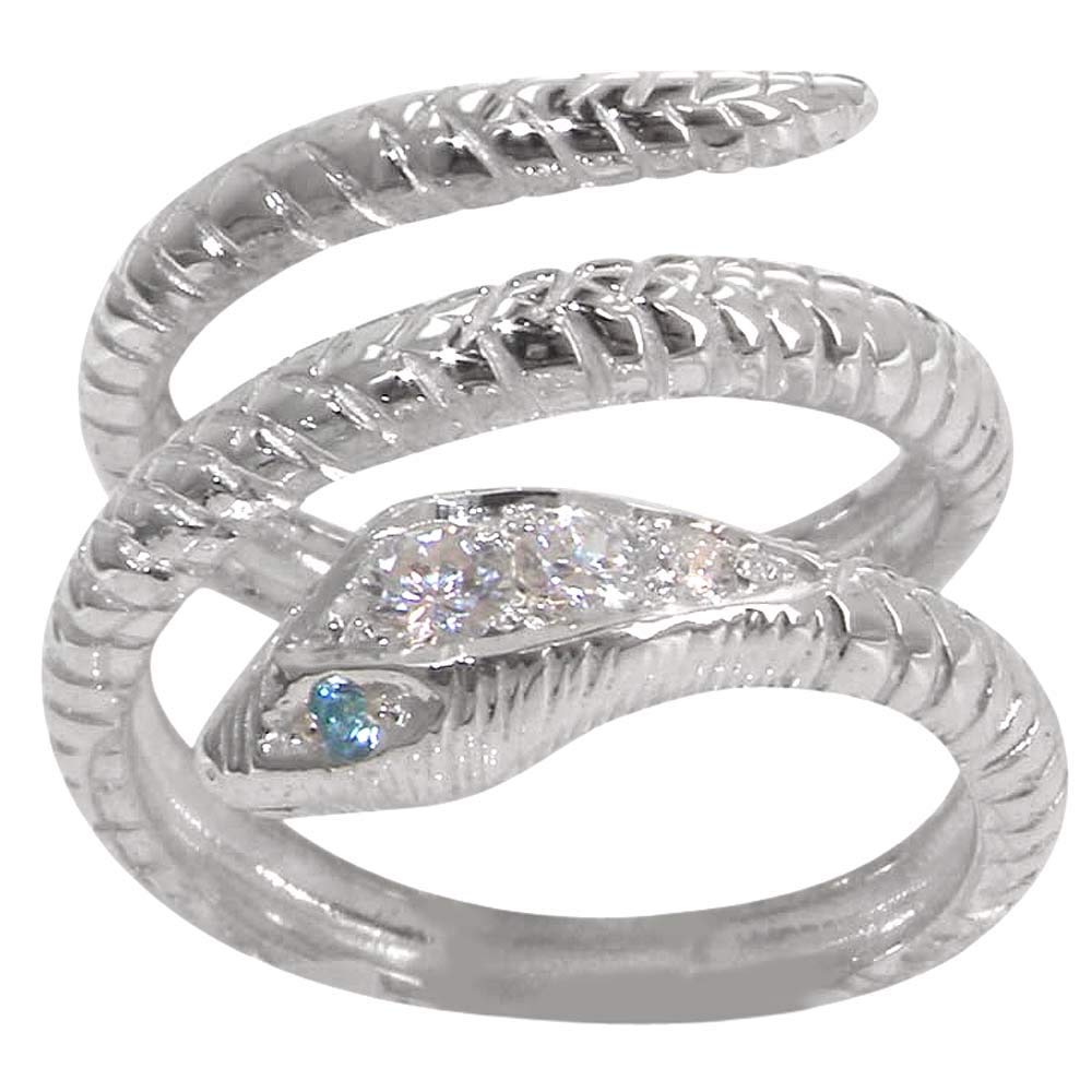 925 Sterling Silver Blue Topaz & Cubic Zirconia Snake Wrap Ring - Elegant Stackable Jewelry for Women, Perfect for Parties, Weddings & Everyday Wear