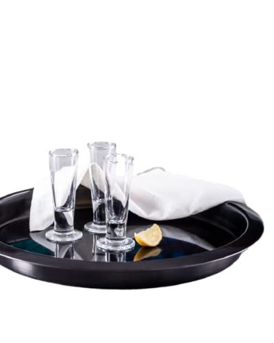 Premium Obsidian Black Metal Bar Serving Tray - Glossy Cocktail Drink Tray for Coffee Table | Perfect for Entertaining, Home Decor & Hosting Parties