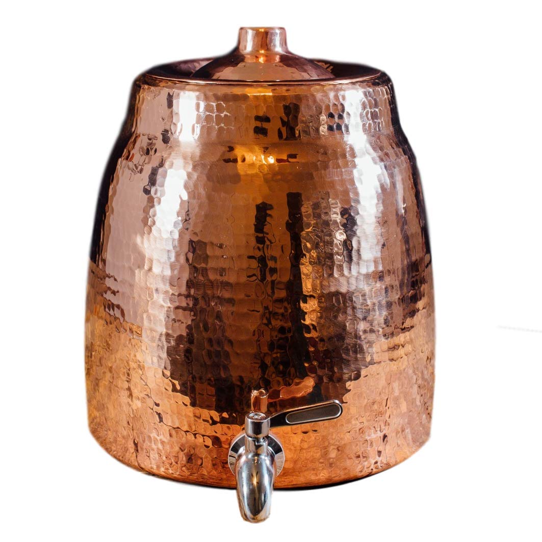 Premium Sertodo Copper Niagara Water Dispenser - 100% Pure Hand-Hammered Heavy Gauge Copper - 2+ Gallon Capacity for 2-5 Gallon Jugs - Includes Stainless Steel Spigot & Lid - Perfect for Home, Office & Outdoor Use