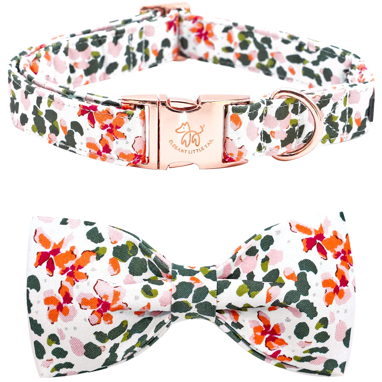 Elegant Adjustable Dog Collar with Bowtie & Spring Flower - Cute Pink Pet Collar for Large Dogs - Perfect for Walks, Parties & Photo Shoots