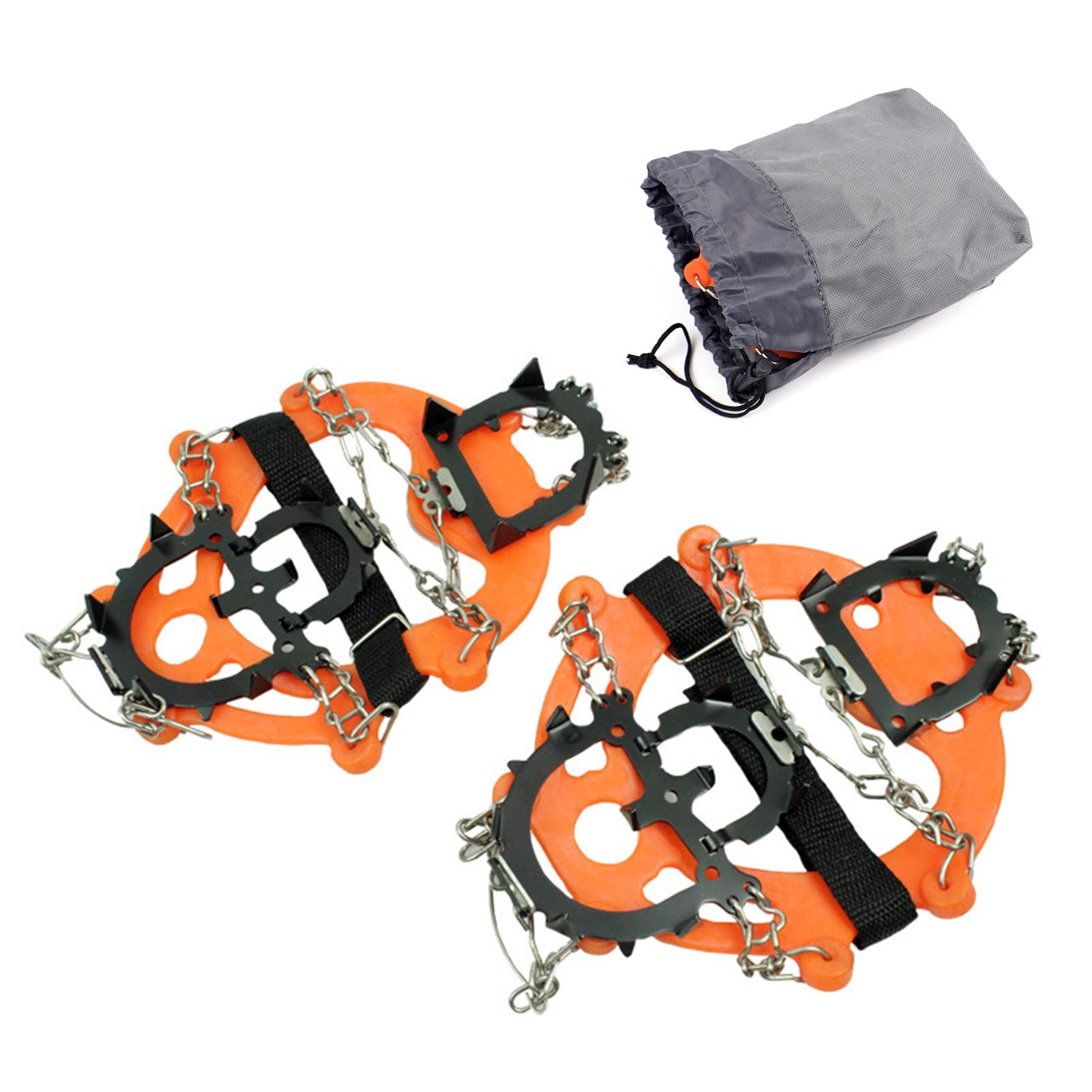 12-Tooth Ice Crampons for Shoes - Heat-Treated Snow Traction Insoles with Abrasion Resistance - Perfect for Hiking, Winter Walking & Outdoor Adventures