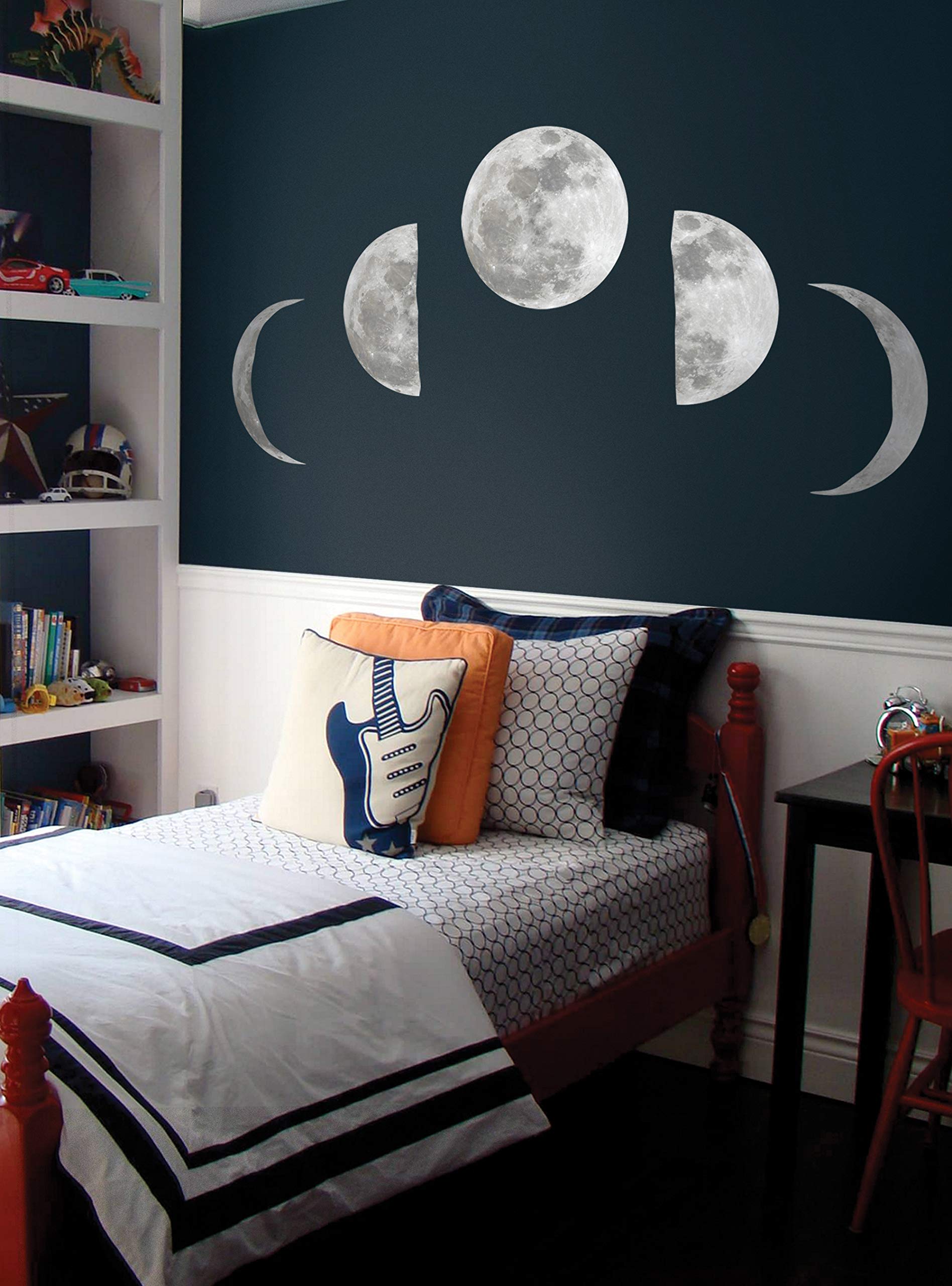 Moon Phases Vinyl Wall Sticker Decal - Removable Space Themed Nursery, Bedroom & Office Decor - Perfect for Kids Room, Dorm & Home Decoration