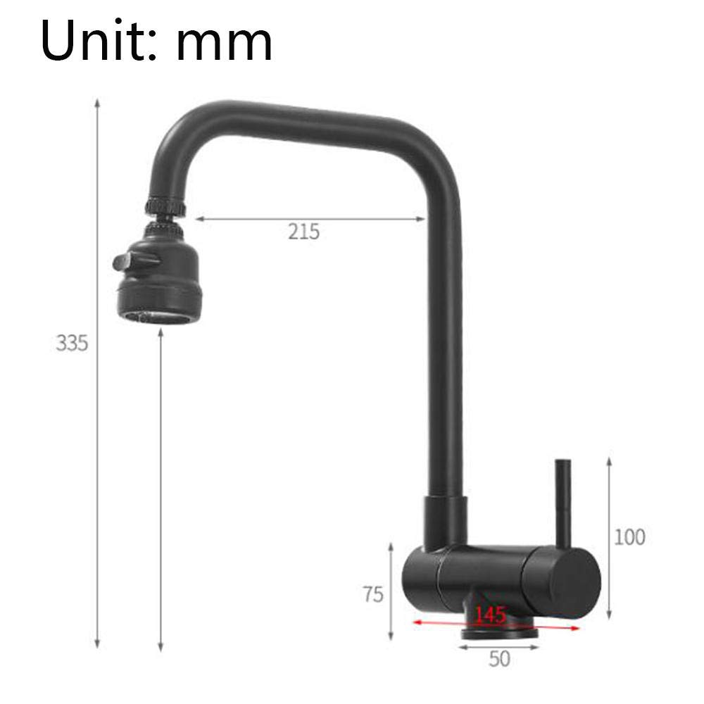 Stainless Steel Kitchen Sink Faucet with 360° Swivel Spout, Hot & Cold Water, Foldable Design for Inner Window - Black | Perfect for Small Kitchens, RV Sinks & Compact Spaces