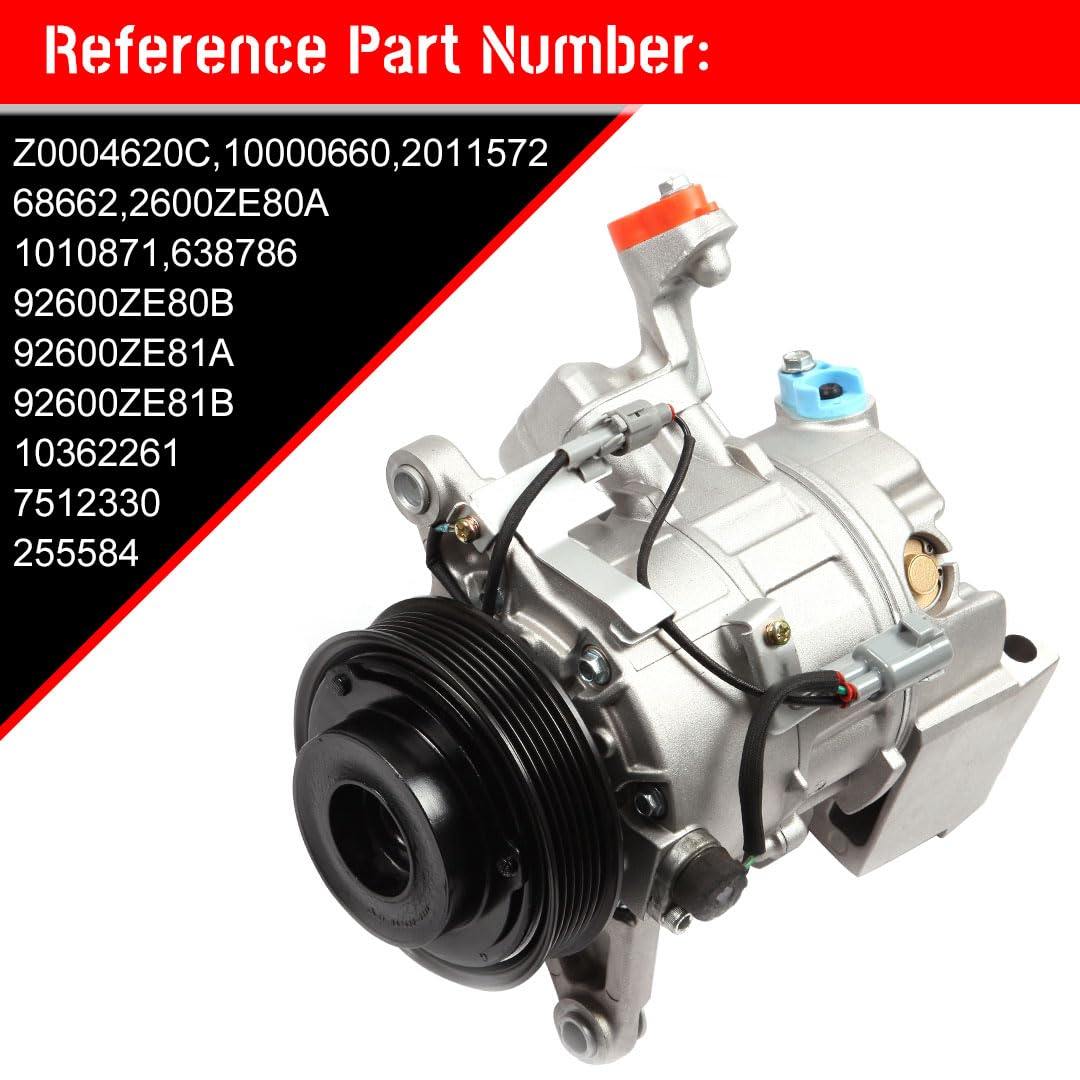 CCiYu AC Compressor Replacement for Nissan Sentra 2.0L 2007-2012 - High Performance Auto Air Conditioning Compressor Assembly - Perfect for Summer Cooling & Auto Repair