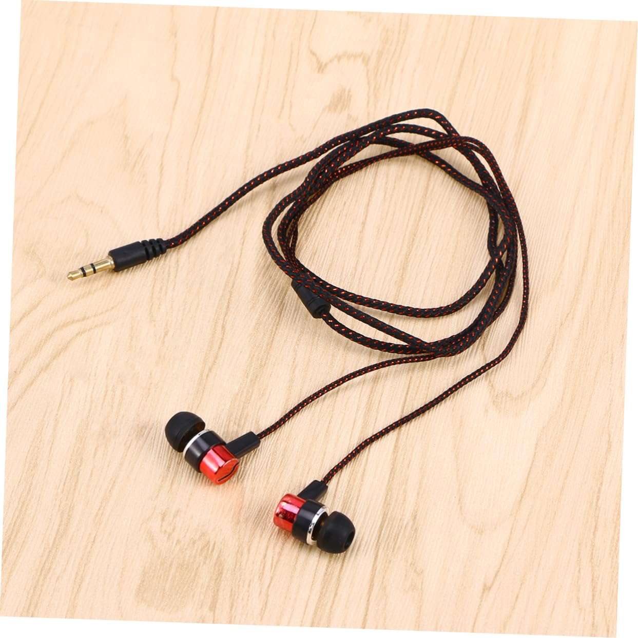 Premium Stereo Bass In-Ear Earphones with Braided Cord - 3.5mm Audio Plug (Red) - Perfect for Music Lovers, Gaming & Workout Sessions