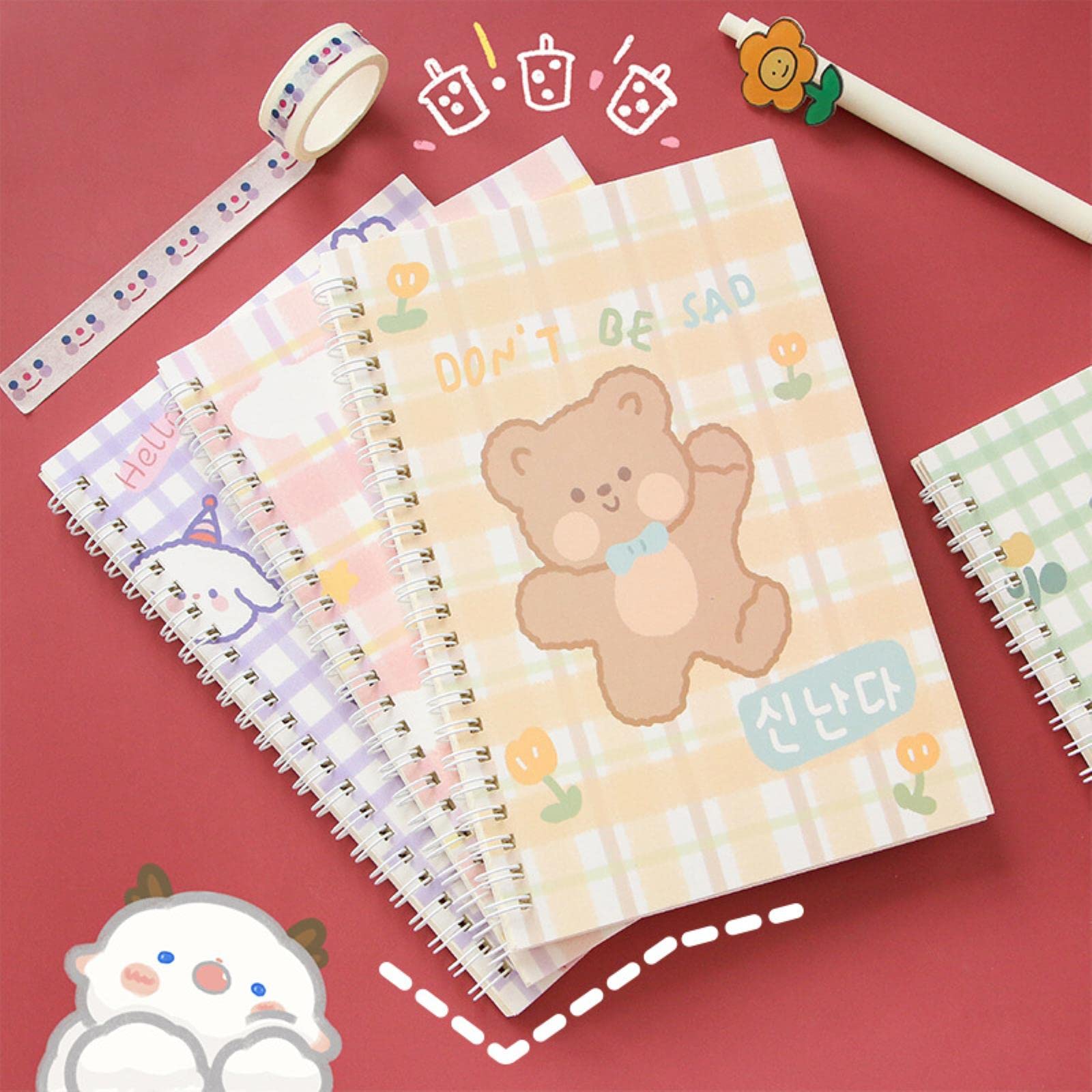 Cute Kawaii Bunny Bear Spiral Notebook - A5 Planner for School & Office