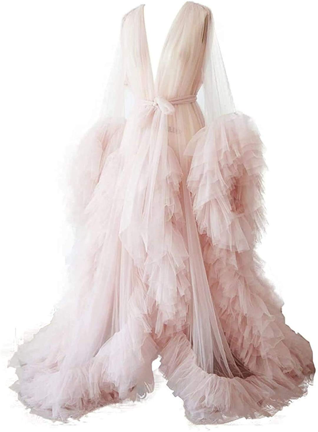 Elegant Tulle Robe - Long Lingerie Bridal Gown, Puffy Nightgown for Wedding, Boudoir Photoshoot & Romantic Occasions