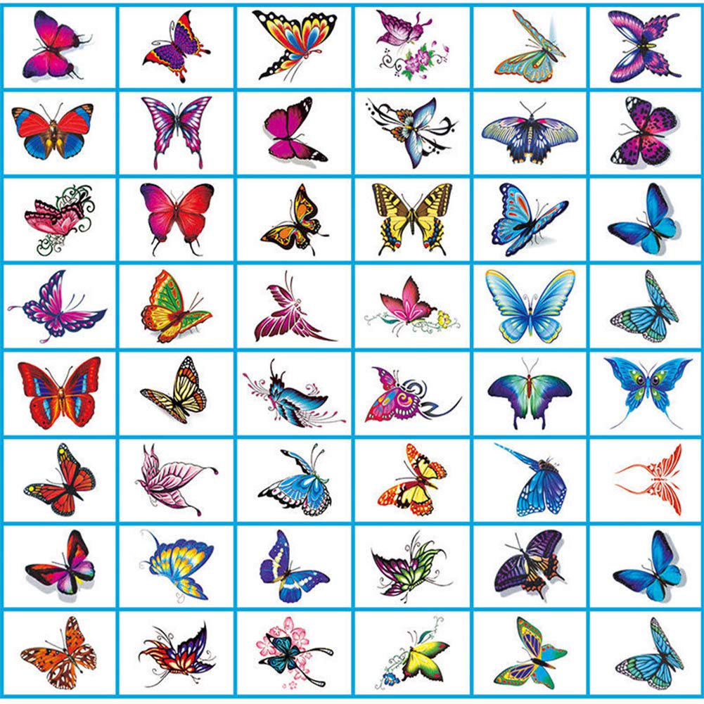 100 Pcs Butterfly Flower Temporary Tattoos - Waterproof Fake Tattoos for Women & Kids - Small Sexy Floral Tattoo Stickers for Girls - Perfect for Parties, Festivals, Beach & Summer Fun