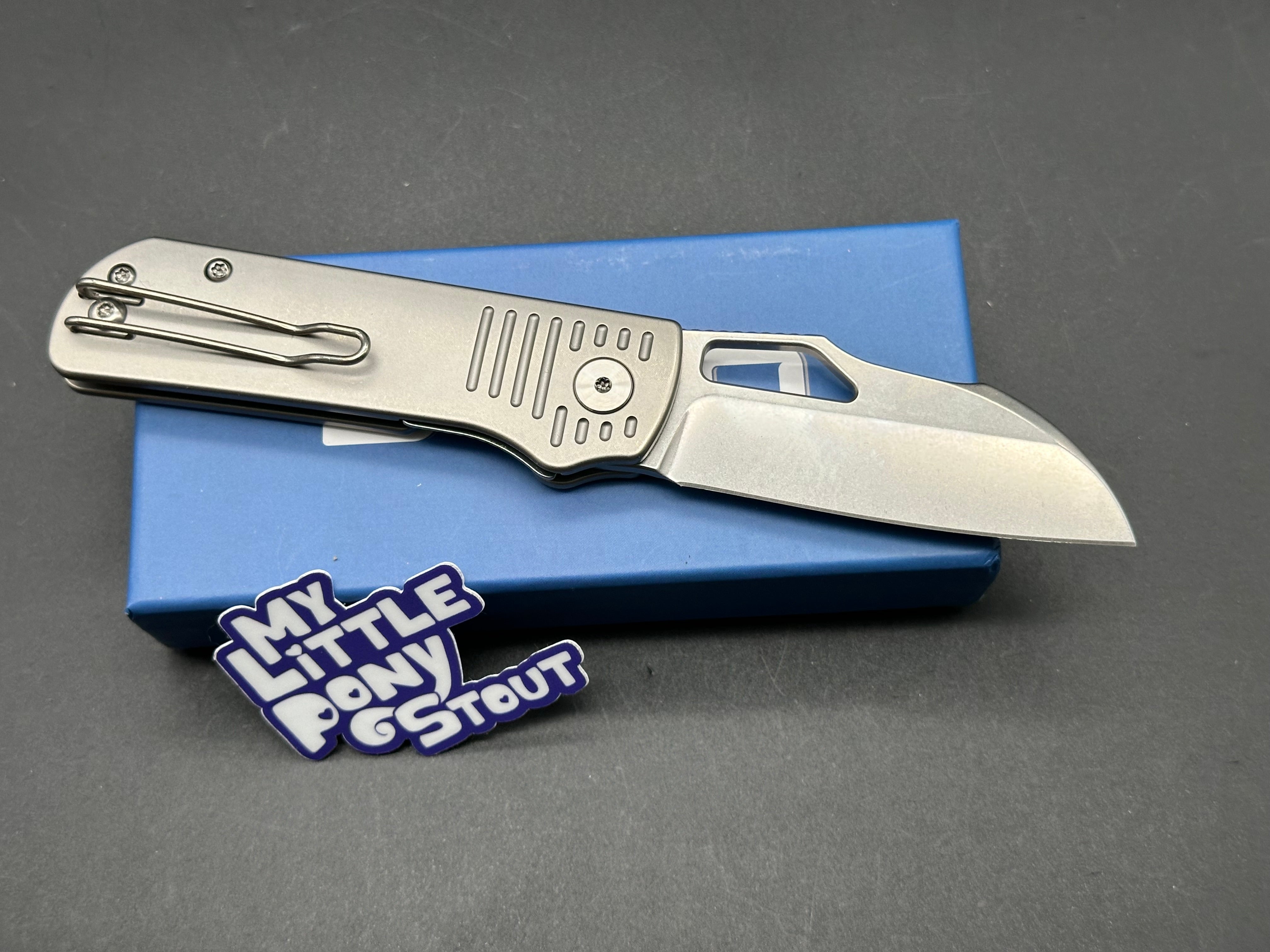 Premium DIVO Pony Stout S90V Stonewashed Folding Knife - Titanium Handle for Outdoor, Camping, EDC & Survival Use