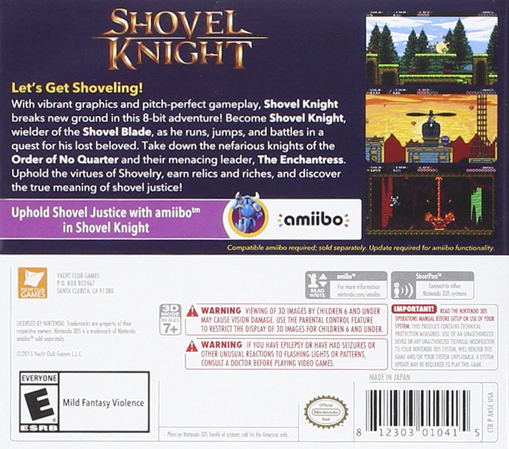 Used Shovel Knight 3DS Video Game - Authentic Nintendo 3DS Cartridge for Collectors & Retro Gamers | Perfect for Nintendo 3DS/2DS Handheld Gaming