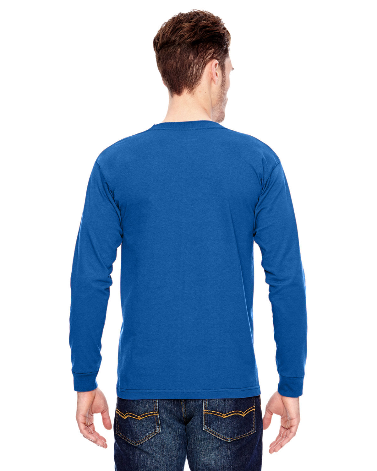 Bayside BA6100 Men's 6.1 oz 100% Cotton Long Sleeve T-Shirt - Soft Comfort Fit Casual Work Shirt for Everyday Wear & Layering