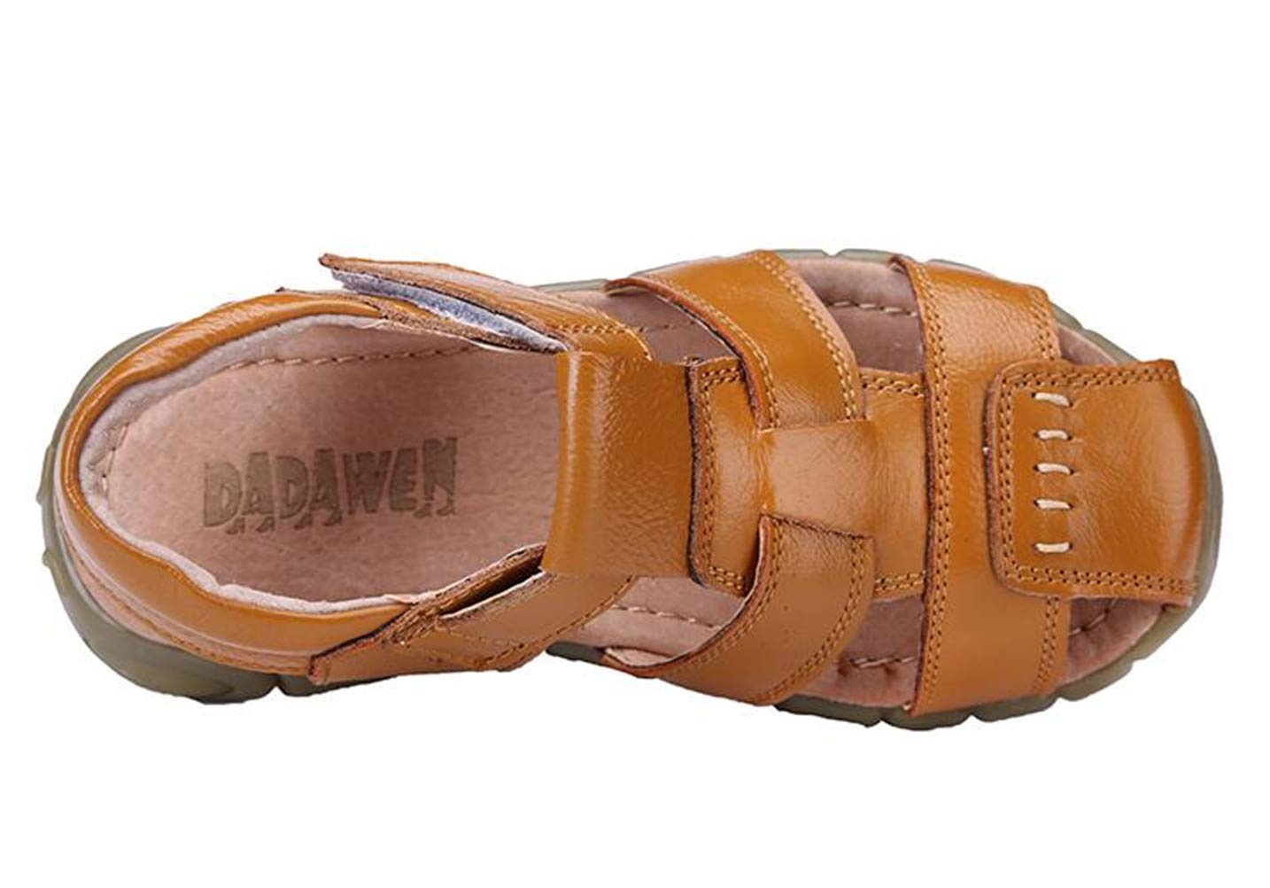 DADAWEN Kids Leather Closed Toe Sport Sandals for Boys & Girls - Breathable Outdoor Play Shoes for Toddler, Little Kid & Big Kid | Perfect for Beach, Park & Summer Adventures