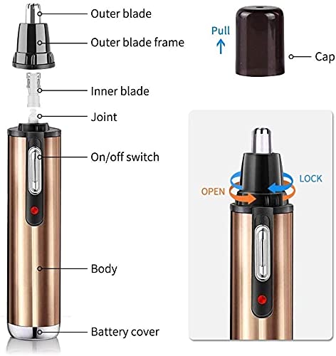 Painless Ear & Nose Hair Trimmer for Men - Waterproof Eyebrow & Facial Hair Clipper with Dual Edge Blades - Easy Cleaning Grooming Kit for Travel, Home & Personal Care
