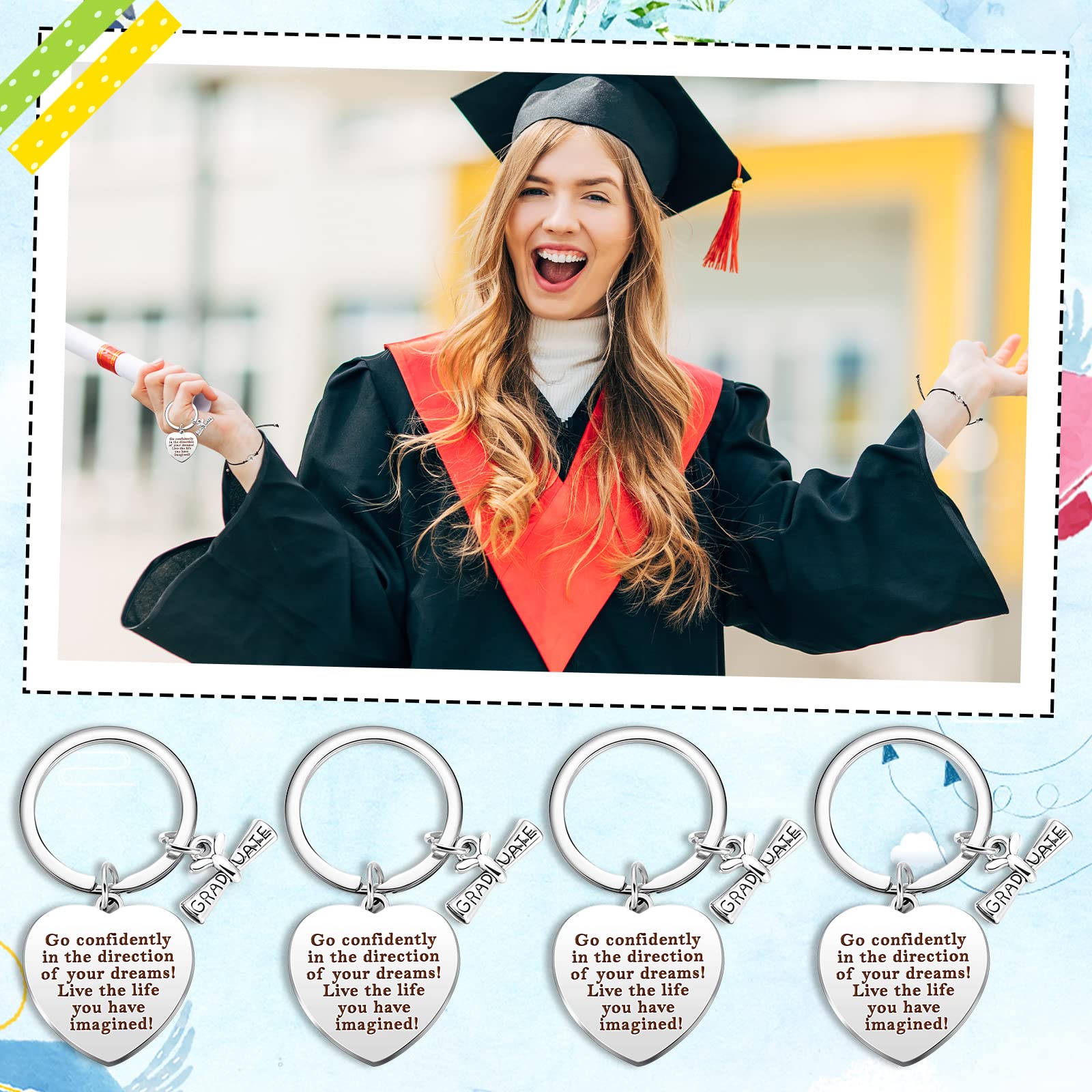 Sureio 12-Piece Class of 2025 Graduation Gift Set - Inspirational Graduation Bracelets & Keychains for Men & Women (Classic) - Perfect for Graduation Parties, Senior Gifts & Commencement Celebrations