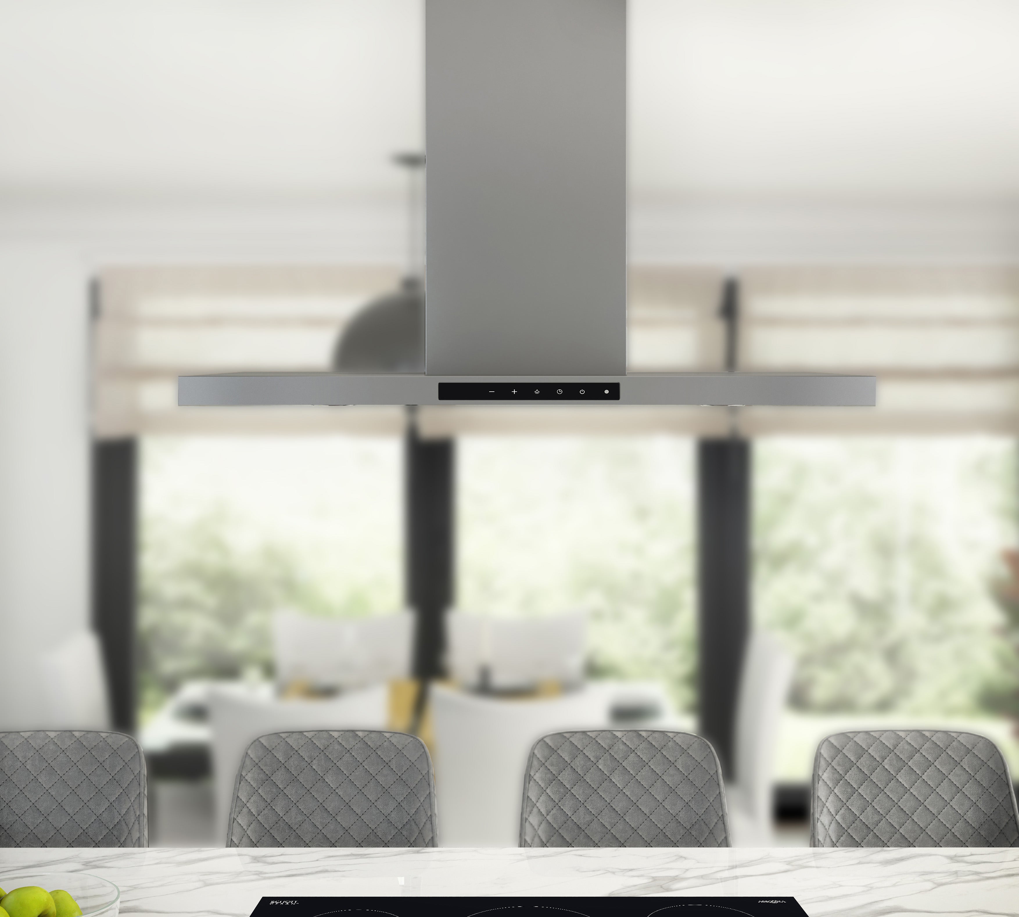 Stainless Steel 36 Inch Island Range Hood with Night Light - Powerful Kitchen Ventilation for Modern Homes - Perfect for Open Kitchens and Cooking Areas