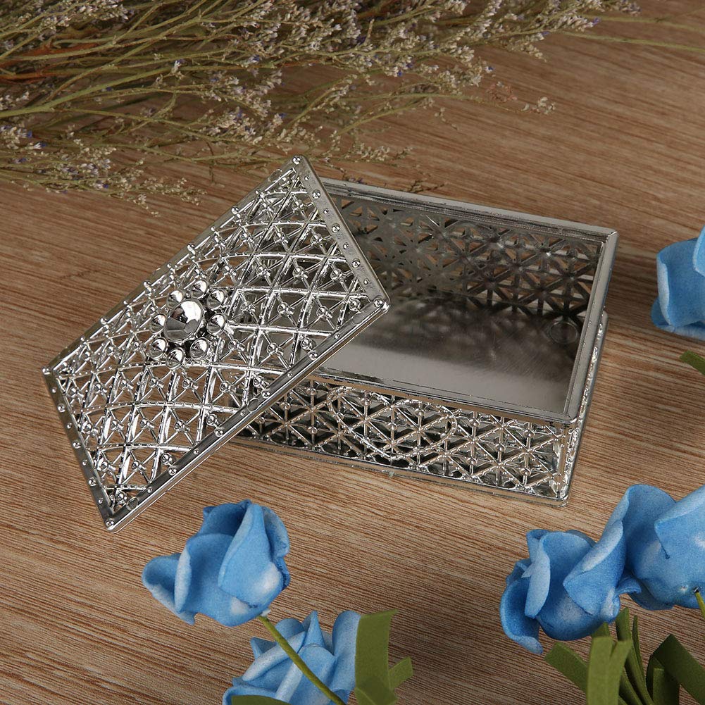 12Pcs Personalized Silver Treasure Chest Candy Boxes - Elegant Hollow Carved Wedding Favor Boxes for Candy Gifts, Bridal Showers, Birthday Parties & Baby Showers