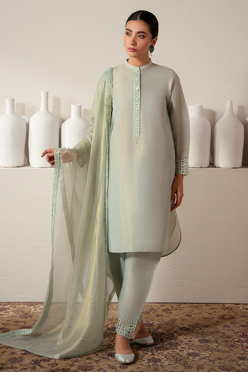 Stylish Green Mist 2-Piece Outfit (Shirt & Dupatta) - Perfect for Festivals, Weddings & Special Occasions