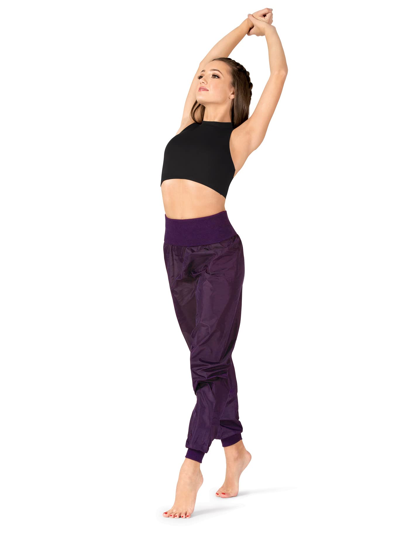 SANSHA High Waist Dance Pants for Women - Stretchy Yoga Leggings with Garbage Bag Waistband | Perfect for Dance, Yoga, Workout & Performance Costumes