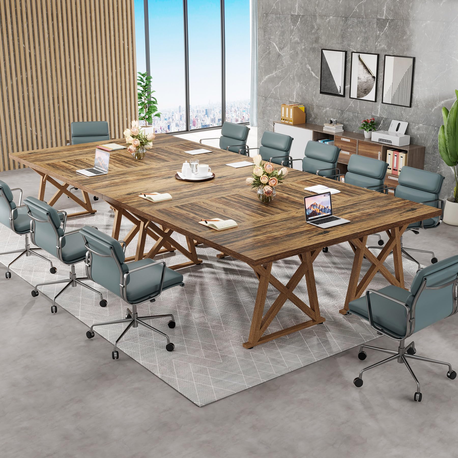 Tribesigns 71 Inch Modern Wooden Conference Table - 6ft Large Boardroom Table for 8 People - Durable Meeting & Seminar Table for Office, Home Office, and Business Meetings