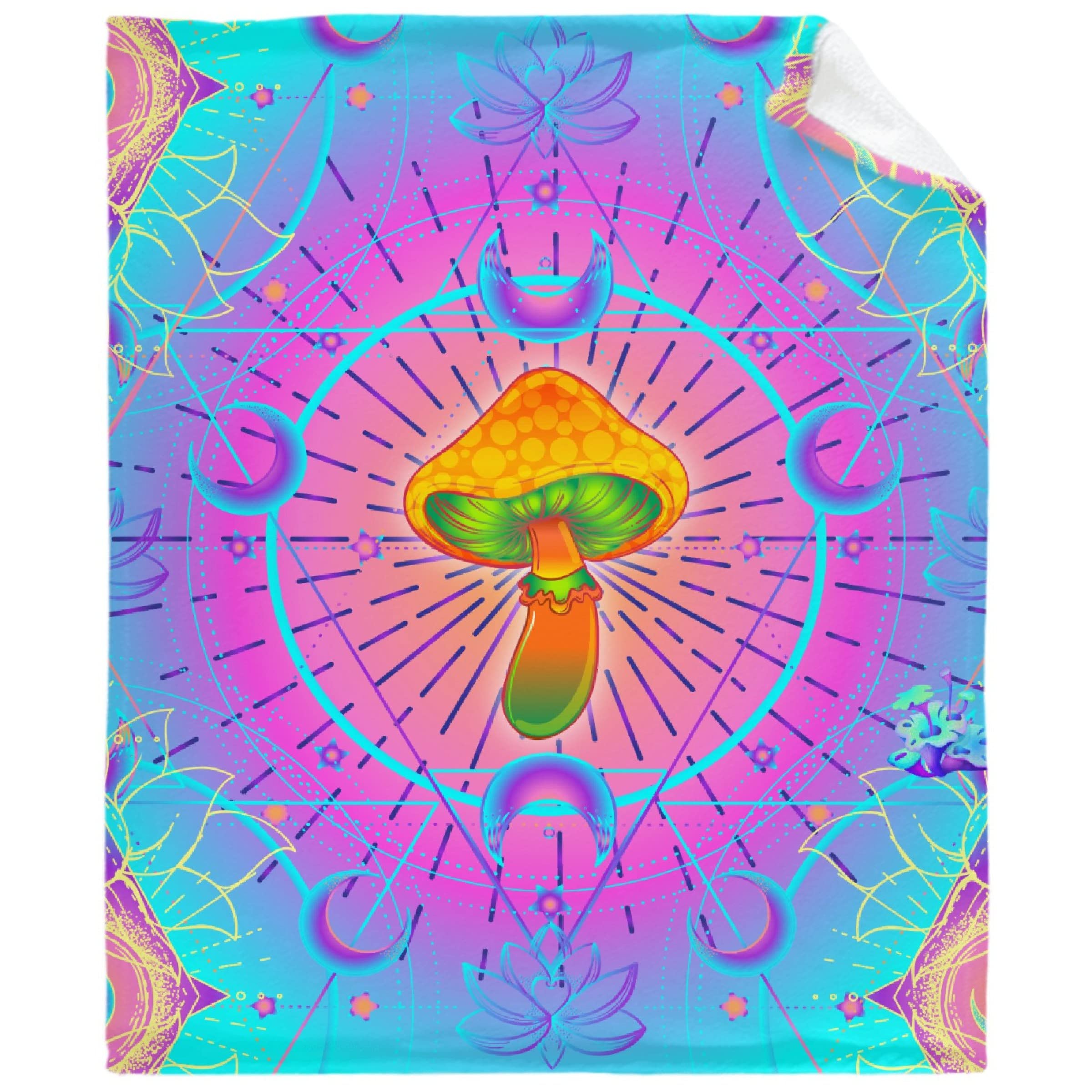 FOODSTAR Trippy Psychedelic Mushroom Fleece Blanket - Super Soft Cozy Flannel Throw Blanket 120x90 Inches Extra Large - Lightweight Warm Blanket for Couch, Bed, Car, Living Room - Perfect for Home Decor, Camping, Picnics & Gift Giving