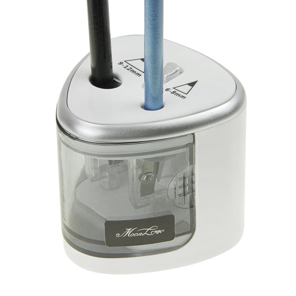 Electric Pencil Sharpener - Battery Operated Automatic Pencil Sharpener for Kids, Adults & Artists - Silver Office Pencil Cutter (Batteries Not Included) | Perfect for School, Office, Art Studio & Home Use