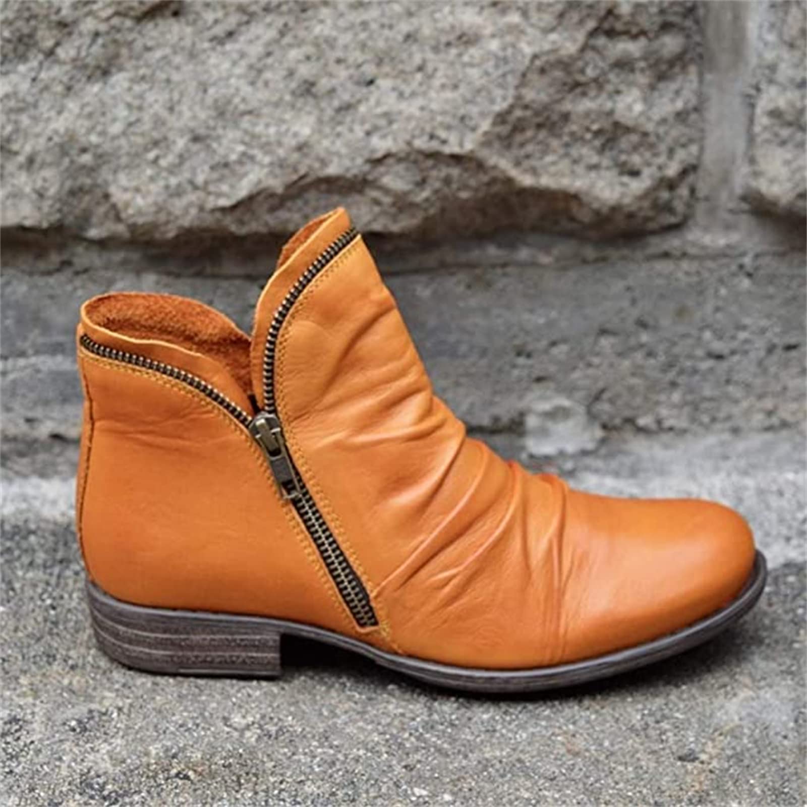 Lausiuoe Women's Ankle Booties - Low Heel Chunky Block Cutout Western Boots | Slip-On Casual & Dressy Wide Width Shoes for Everyday Wear, Office & Night Out