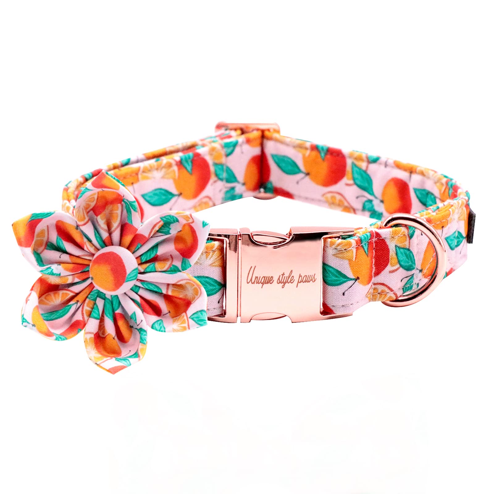 Stylish Floral Adjustable Dog Collar for Small Medium Large Dogs - Summer Pet Collar with Unique Paw Design - Perfect for Daily Walks, Park Visits & Outdoor Adventures