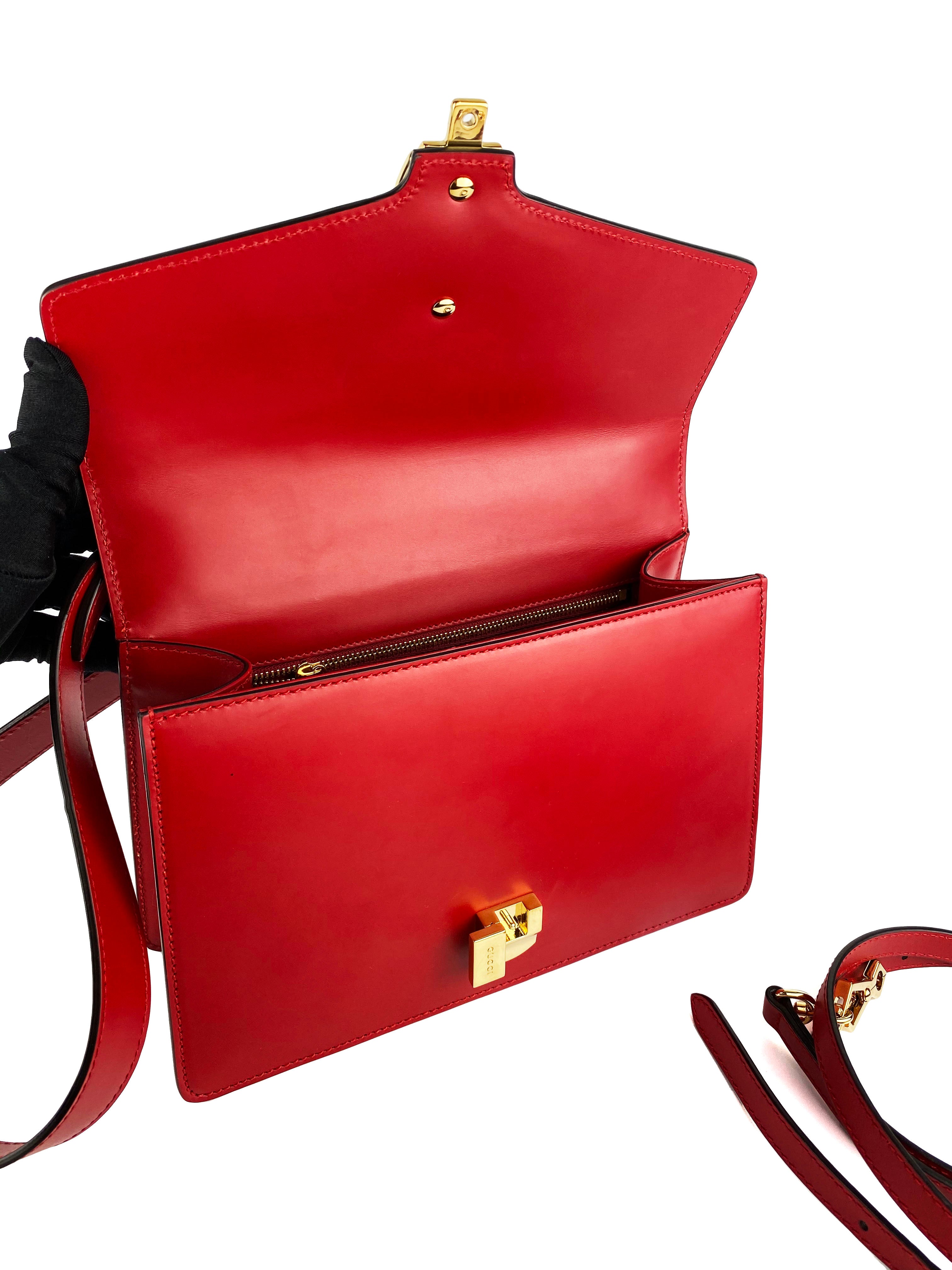 Gucci Sylvie Small Red Leather Crossbody Bag for Women - Luxury Designer Handbag for Everyday Use, Date Night & Travel