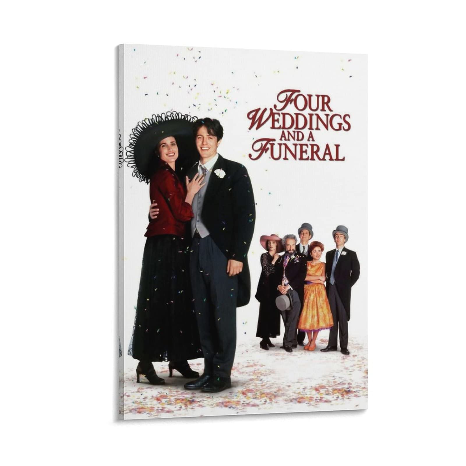 JIANGBEI Four Weddings and A Funeral Vintage Movie Poster - Classic Romantic Comedy Wall Art Canvas Print 24x36 inches (60x90cm) - Perfect for Living Room, Bedroom & Home Theater Decor