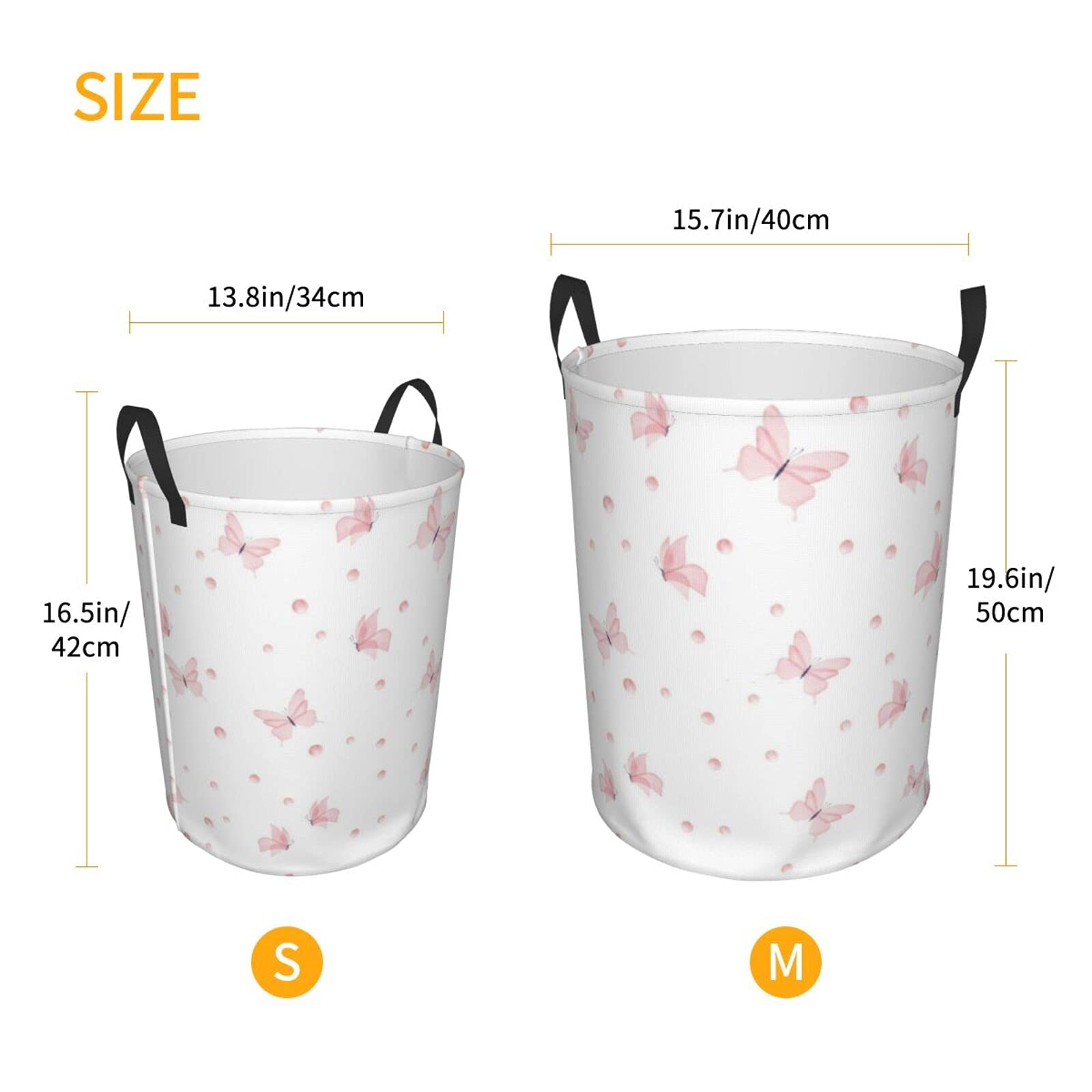 Waterproof Foldable Pink Butterfly Storage Basket - Large Laundry Hamper for Dirty Clothes, Home & Office Organizer, Toy Storage Bin (Black, Medium) - Perfect for Bedroom, Bathroom, Nursery & Closet Organization