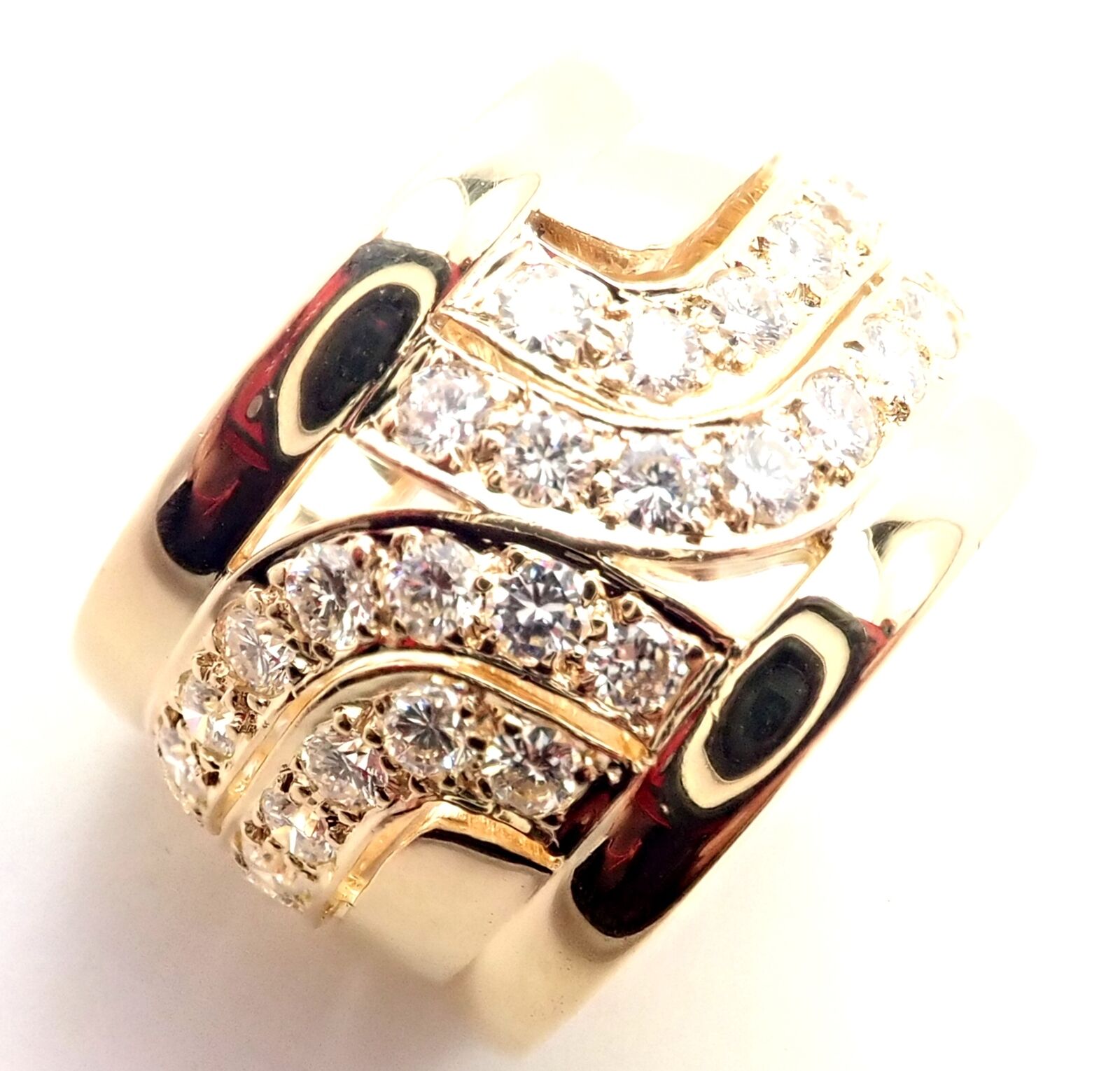 Authentic Cartier 18K Yellow Gold Diamond Wide Band Ring - Size 51 (US 5.75) - Luxury Wedding Band for Women, Perfect for Engagement, Anniversary & Special Occasions