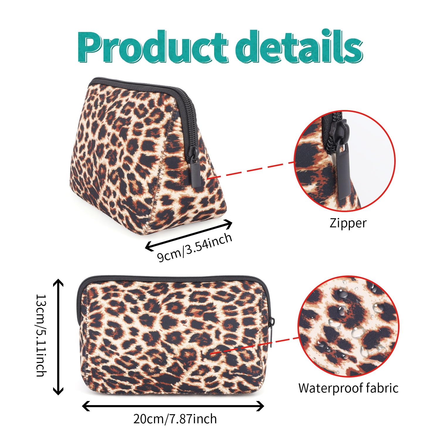 Waterproof Neoprene Cosmetic Bag with Zipper - Travel Toiletry & Makeup Organizer Pouch for Women & Girls - Perfect for Gym, Vacation, and Daily Essentials Storage