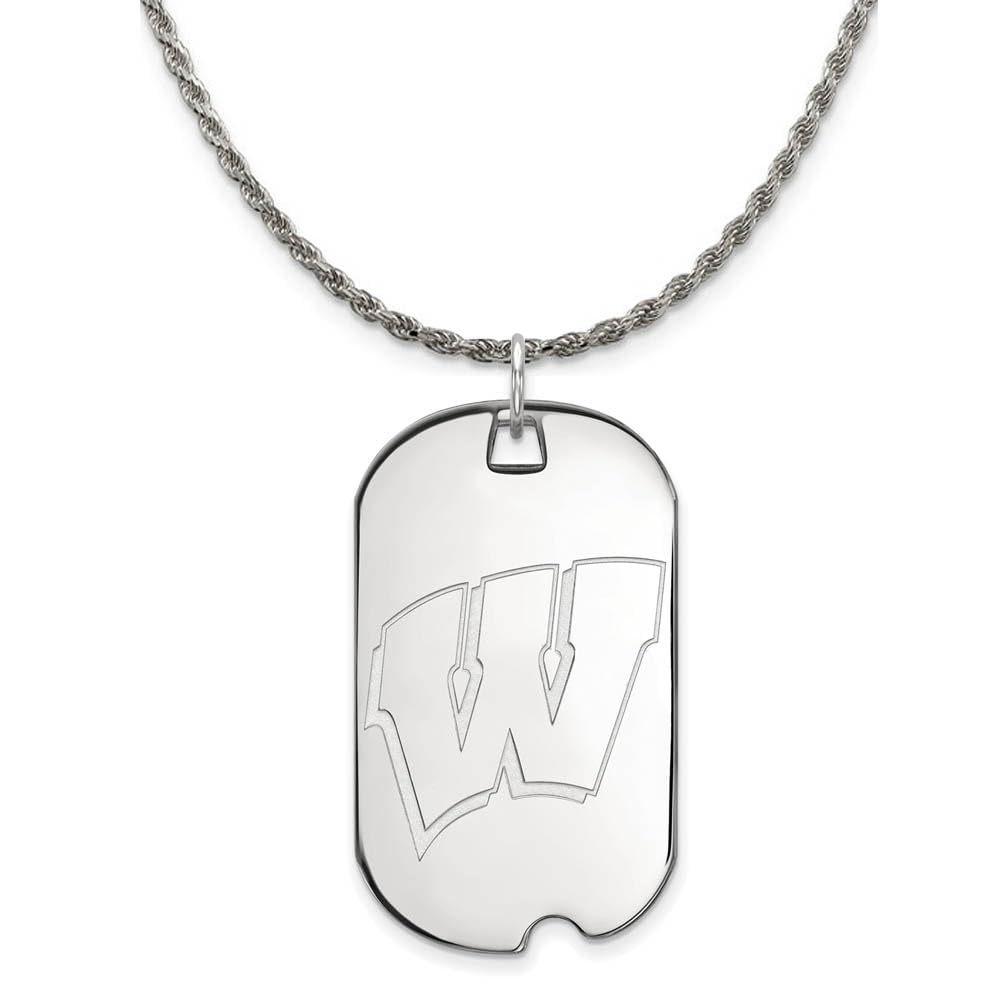 Black Bow Silver Wisconsin Dog Tag Necklace for Large Dogs - Perfect for Pet Lovers