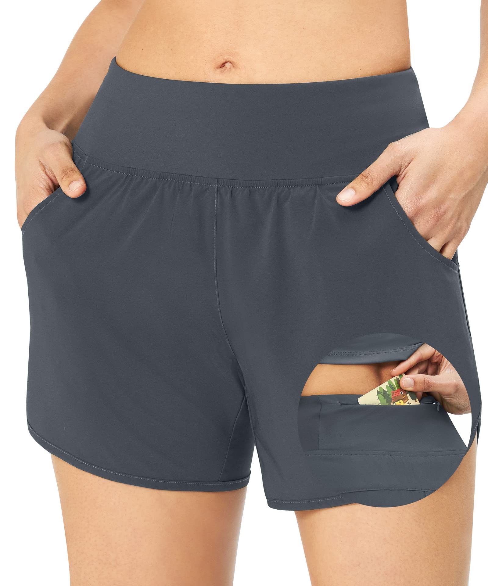Healthyoga Women's Running Shorts - Athletic Gym Workout Shorts with Pockets - Perfect for Running, Yoga, Swimming & Outdoor Activities