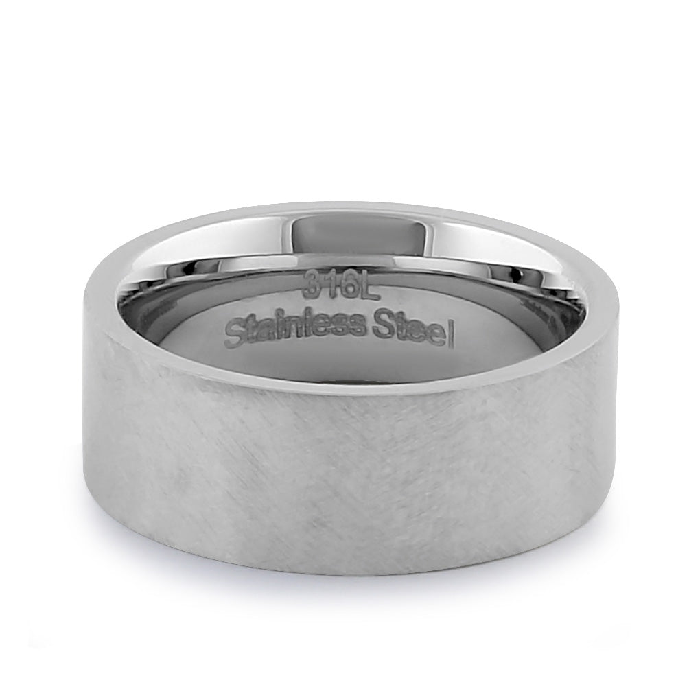 8mm Stainless Steel Men's Wedding Band Ring - Brushed & Polished Mixed Finish, Durable & Comfortable for Everyday Wear, Anniversary, Engagement, or Gift