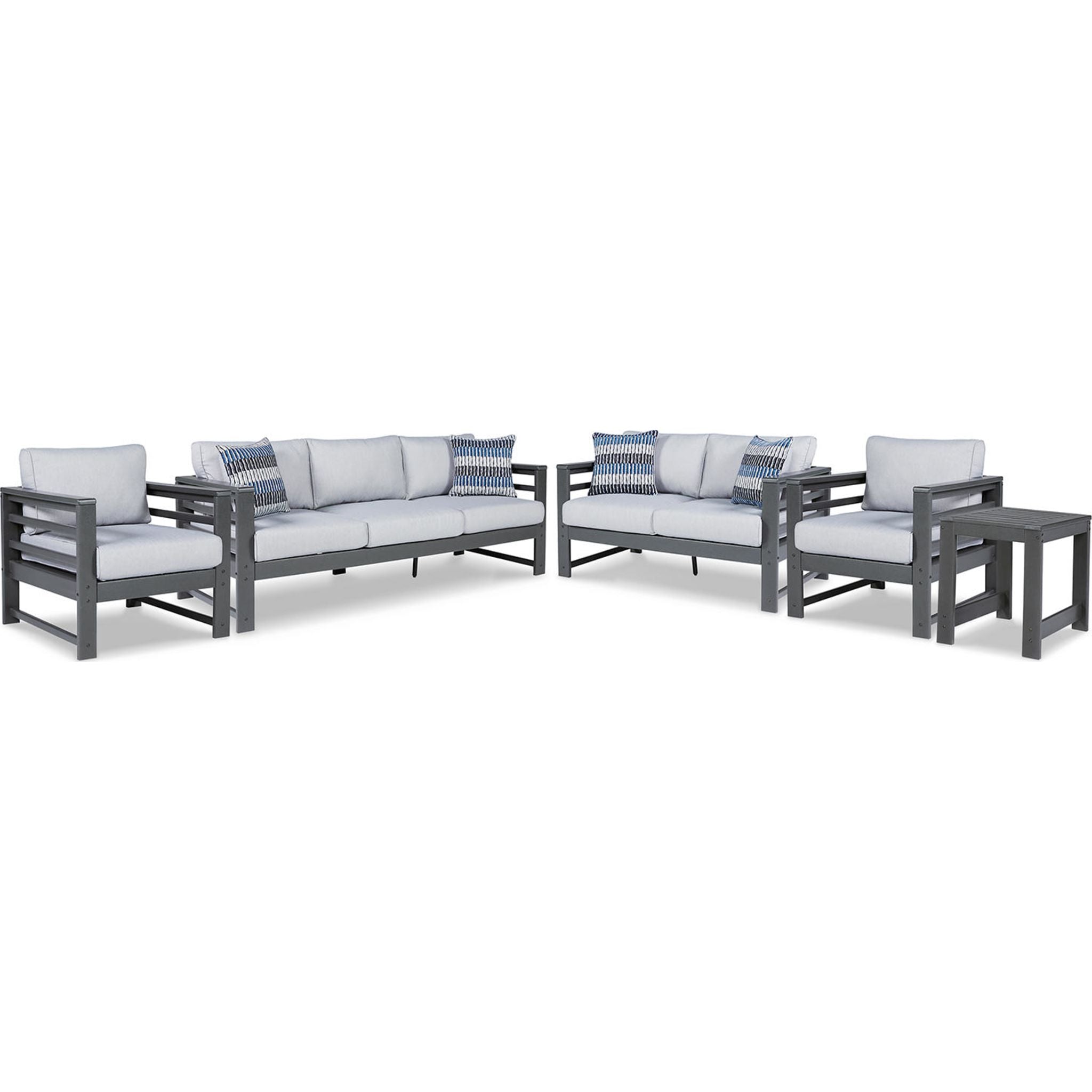 Amora 5-Piece Outdoor Patio Furniture Set - Charcoal Gray Sectional Sofa for Backyard, Poolside & Garden Relaxation