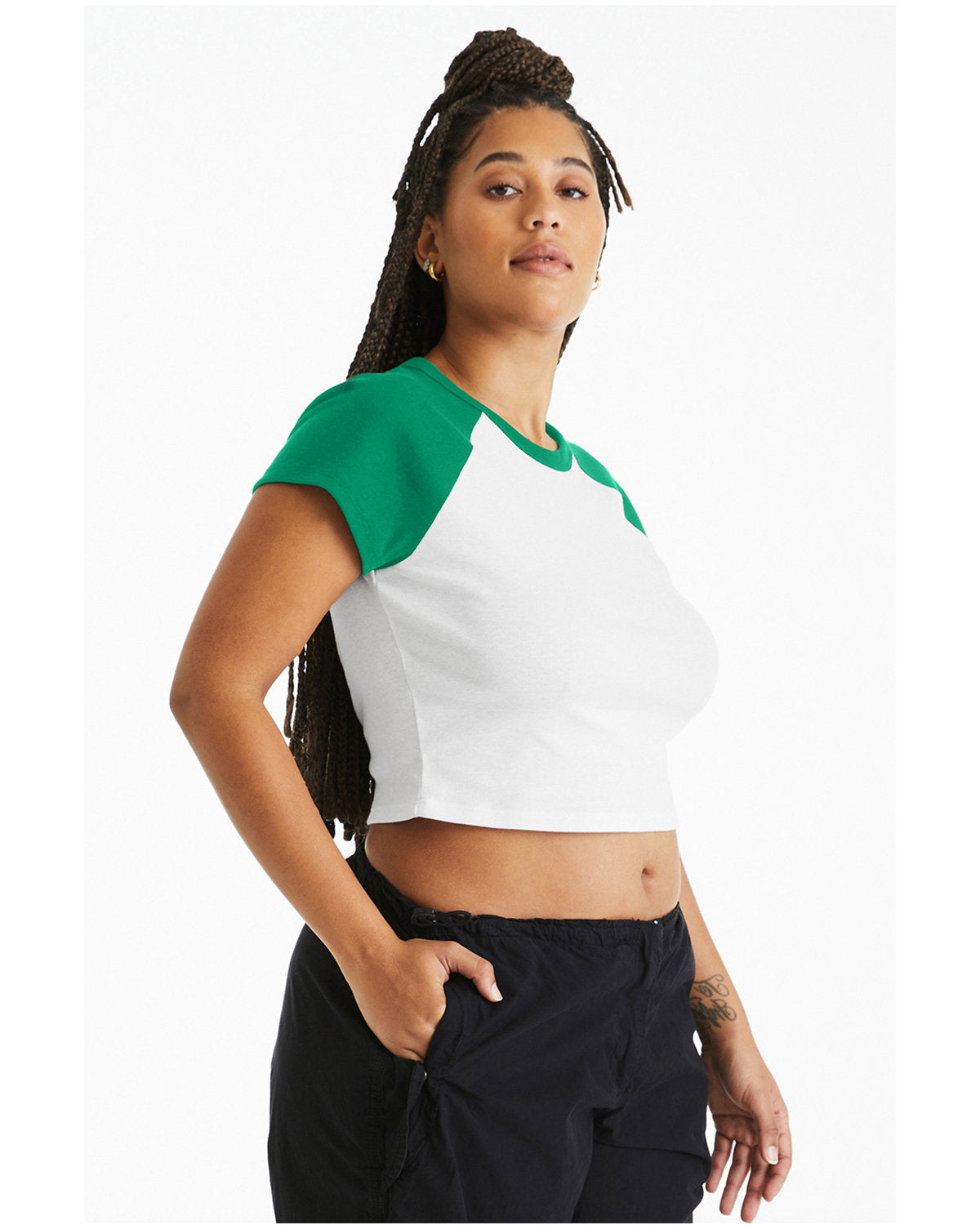 Bella + Canvas 1201 Women's Micro Ribbed Raglan Baby Tee - Soft Comfort Fit Short Sleeve T-Shirt for Casual Wear, Maternity, and Layering