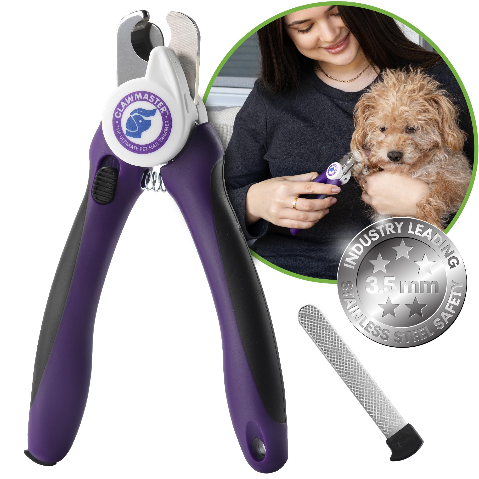 LED Pet Nail Clippers for Dogs & Cats - Illuminated Claw Trimmer with 3.5mm Stainless Steel Blade, Safety Guard & Built-in Light for Safe, Easy Grooming at Home - Perfect for Anxious Pets & DIY Pet Care