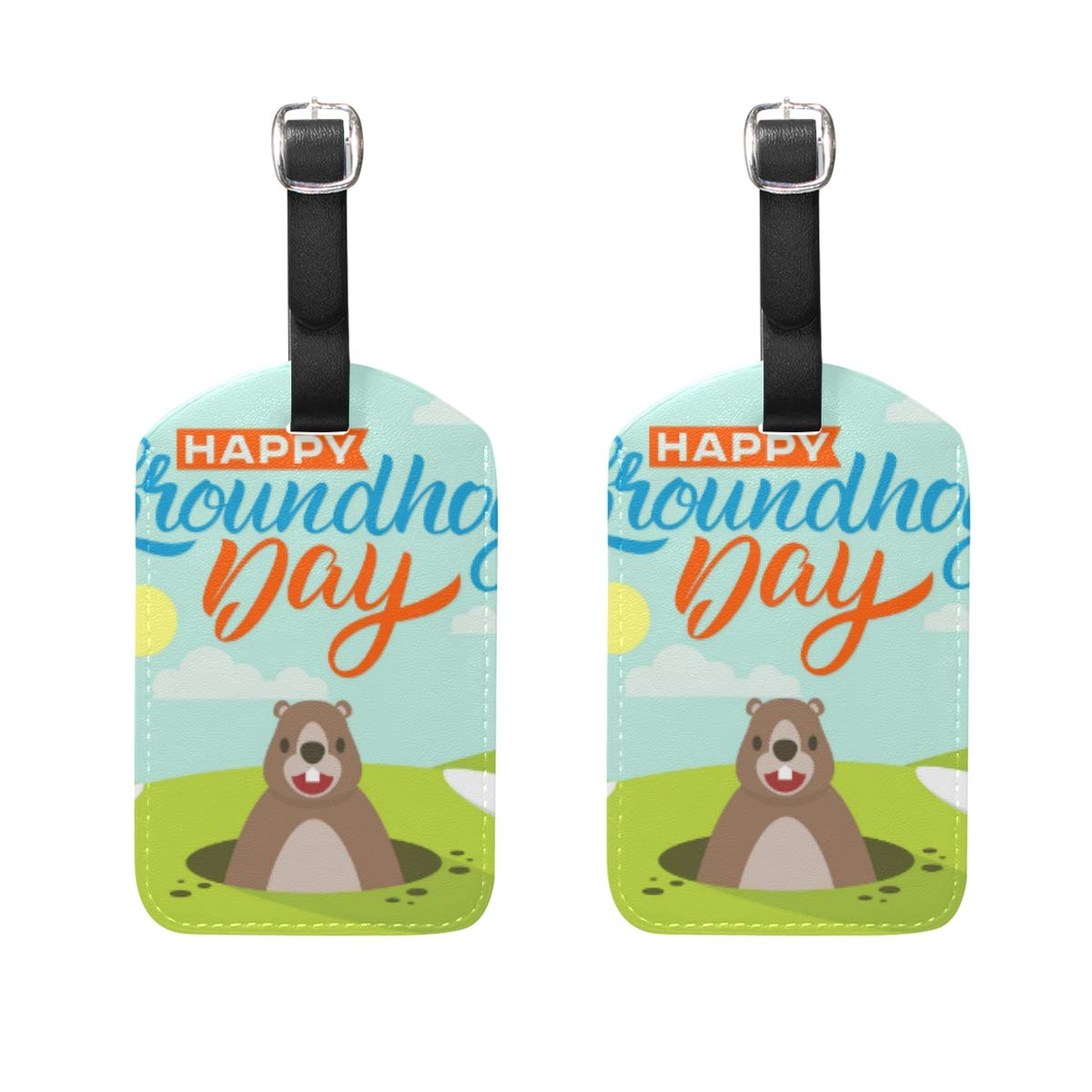 Happy Groundhog Day Luggage Tags - 2pcs for Suitcases & Travel Bags