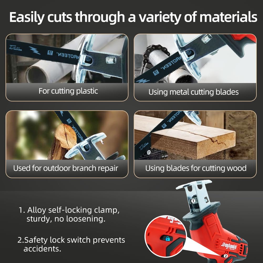 21V Cordless Saber Saw - Wood & Metal Cutter, Variable Speed for DIY Projects