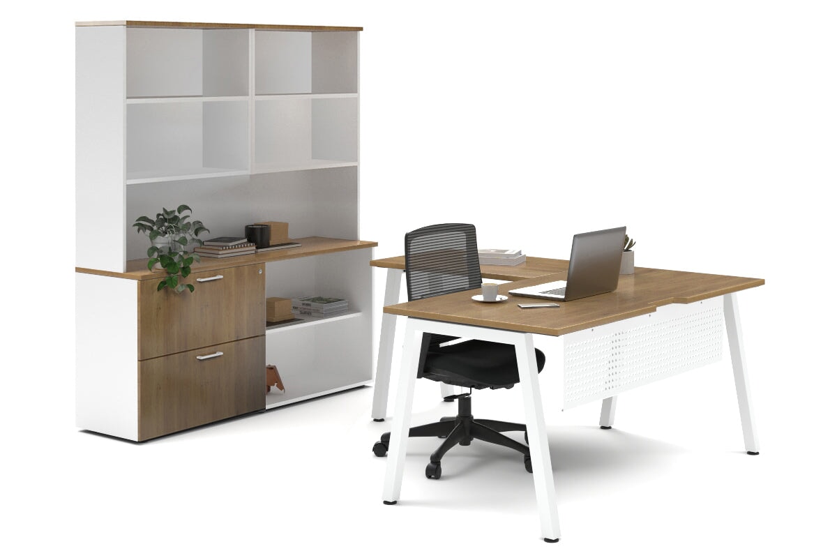 Quadro A Legs L-Shaped Executive Desk with White Legs [1600L x 1700W] - Perfect for Home Office & Modern Workspace Setup