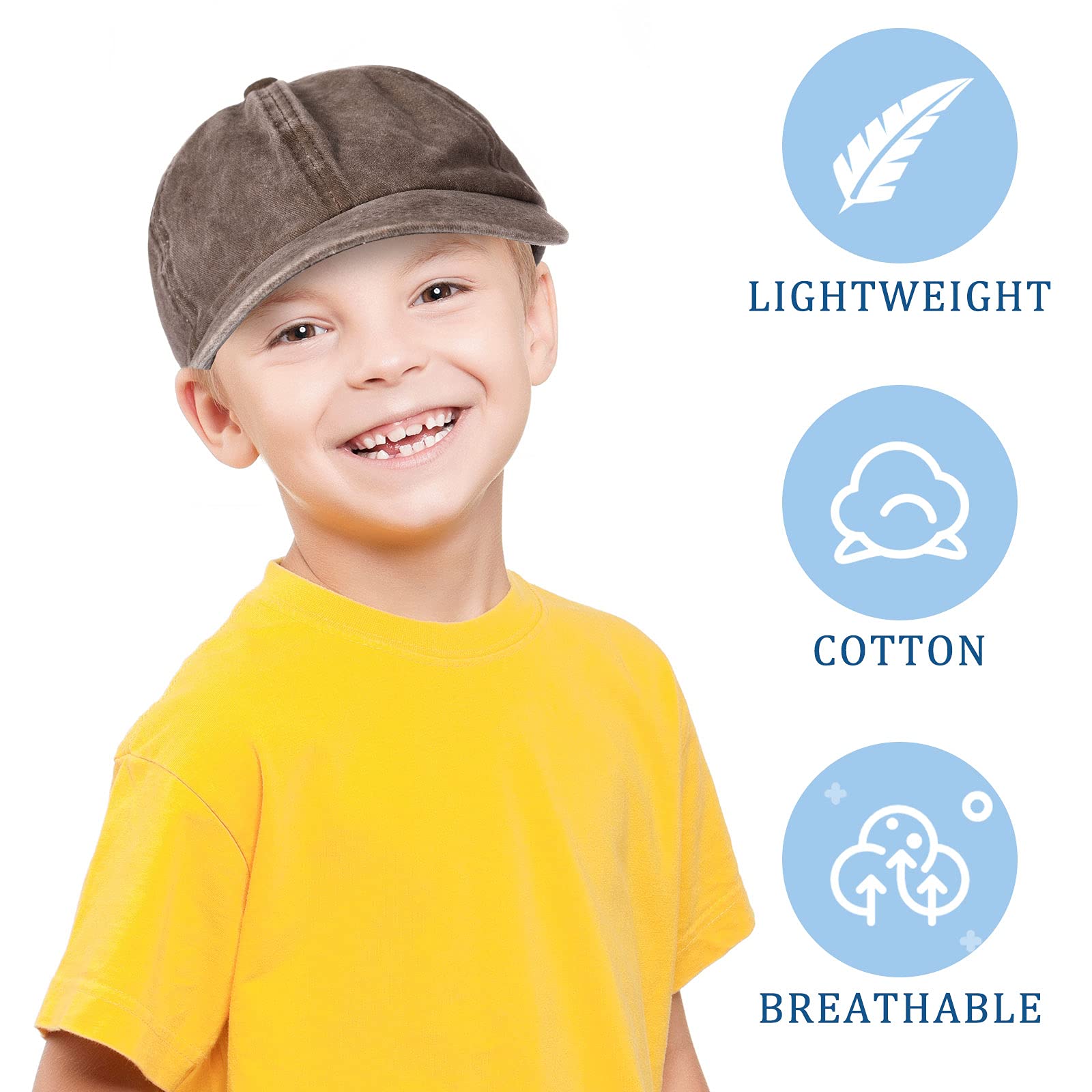 4-Pack Distressed-Washed Adjustable Baseball Hats for Toddlers & Kids - Plain Cotton Summer Trucker Caps for Boys & Girls - Perfect for Outdoor Play, Sports & Sun Protection
