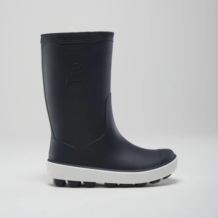 Kamik Navy/White Riptide Kids' Waterproof Rain Boots for Boys & Girls - Perfect for Puddle Jumping, Outdoor Play & Wet Weather Adventures